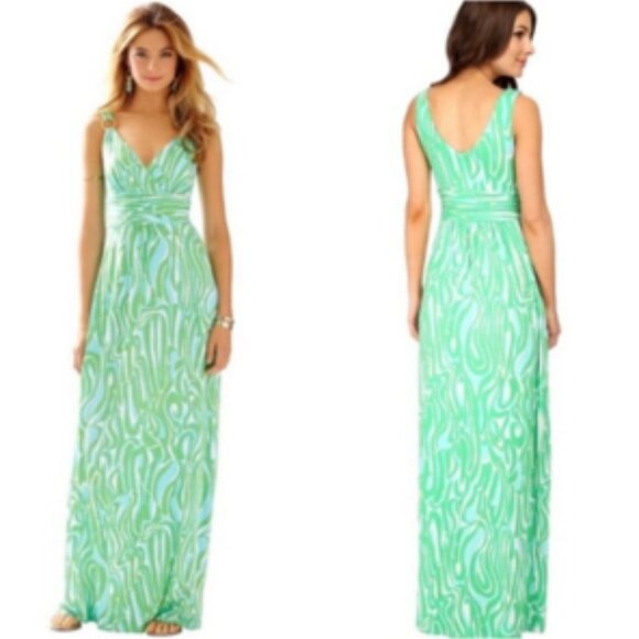 Lilly Pulitzer Villa Maxi Dress Finder Keepers Abstract Swirl Knit Maxi Small - Picture 1 of 7